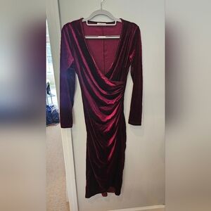 Elegant Burgundy Velvet Dress